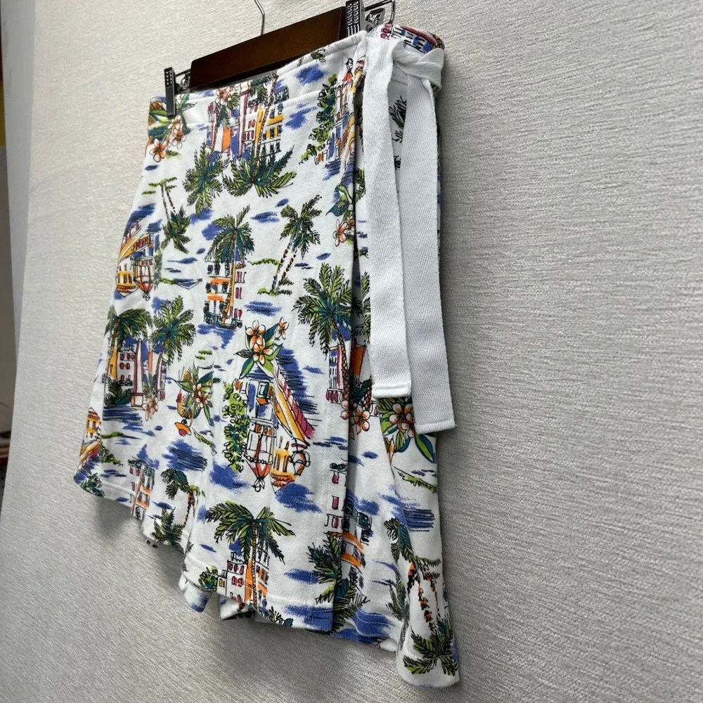 White Stag‎ Skort Women Large Vintage Y2K Tropical Palm Tree Wrap Skirt Short